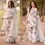 Aneela's Premium Cream Lawn Un-Stitched 3pc Suit - AS-33