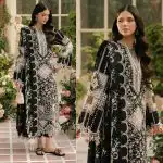 Bin Ilyas Black Chicken Kari Luxury Lawn Un-Stitched 3pc Suit - BS-14