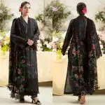 Motifz Black Embroidered Lawn Un-Stitched 3pc Suit - MT-04